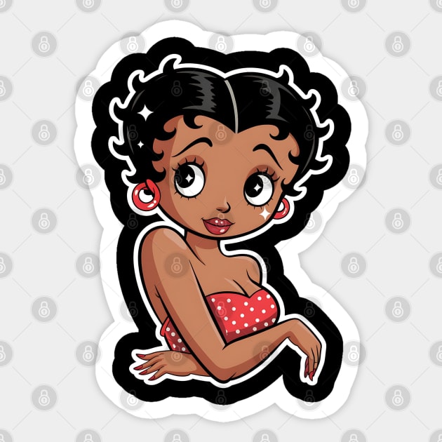 Cute Black Girl - Betty Boop Style Sticker by UrbanLifeApparel